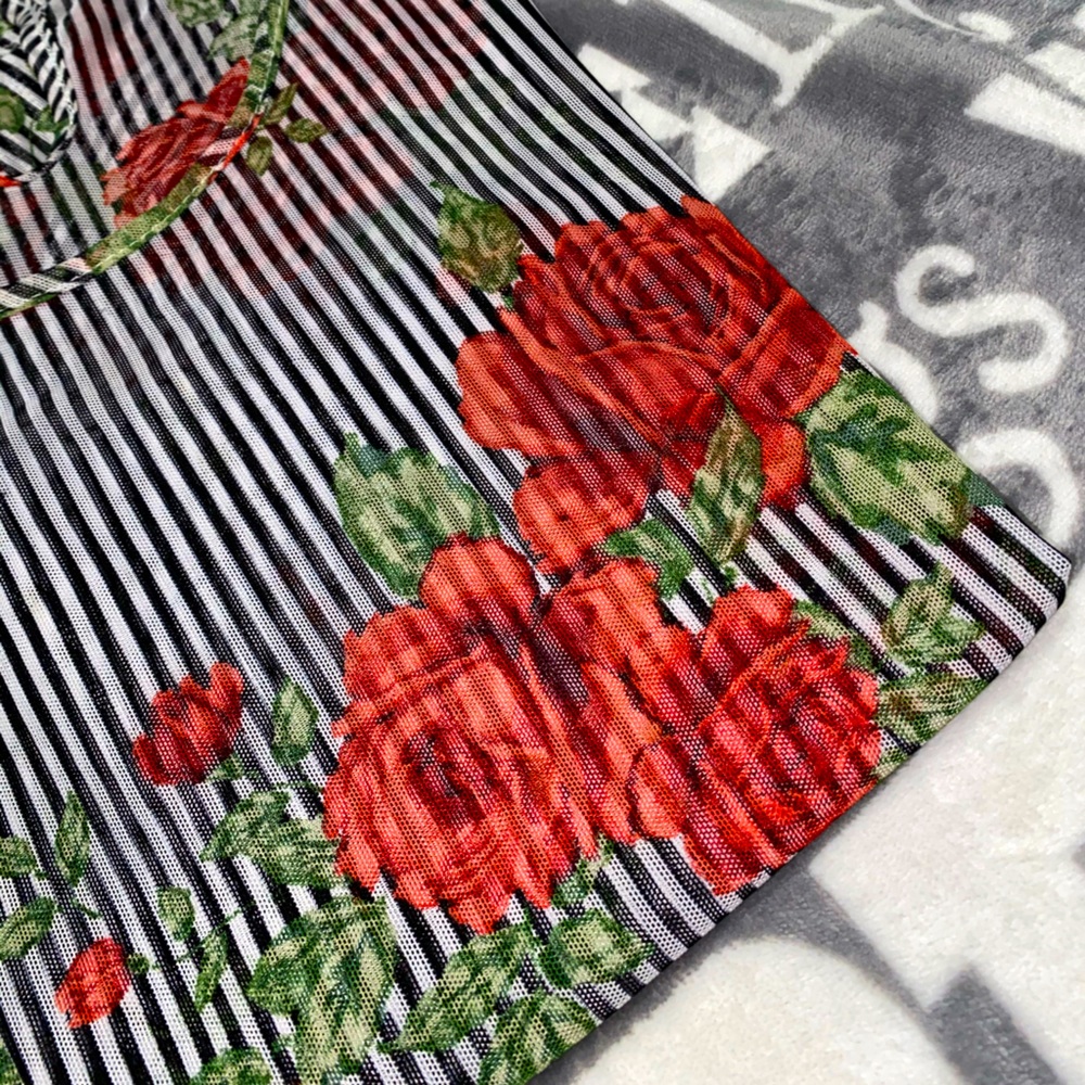 Mesh Rose Stripe Shirt